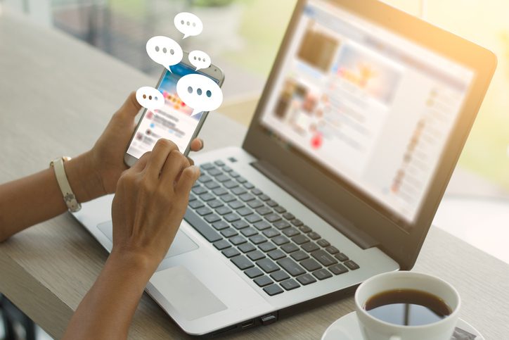 Businesswoman using smart phone,Social media concept
